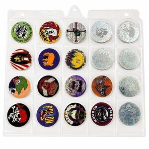 Vintage 1990s POGs Lot of 20 Skull Skeleton Poison Monster Foil Milk Caps